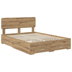 Σκελετός Κρεβατιού Artisan Oak 140 x 190 cm Επεξεργασμένο Ξύλο