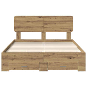 Σκελετός Κρεβατιού Artisan Oak 140 x 190 cm Επεξεργασμένο Ξύλο