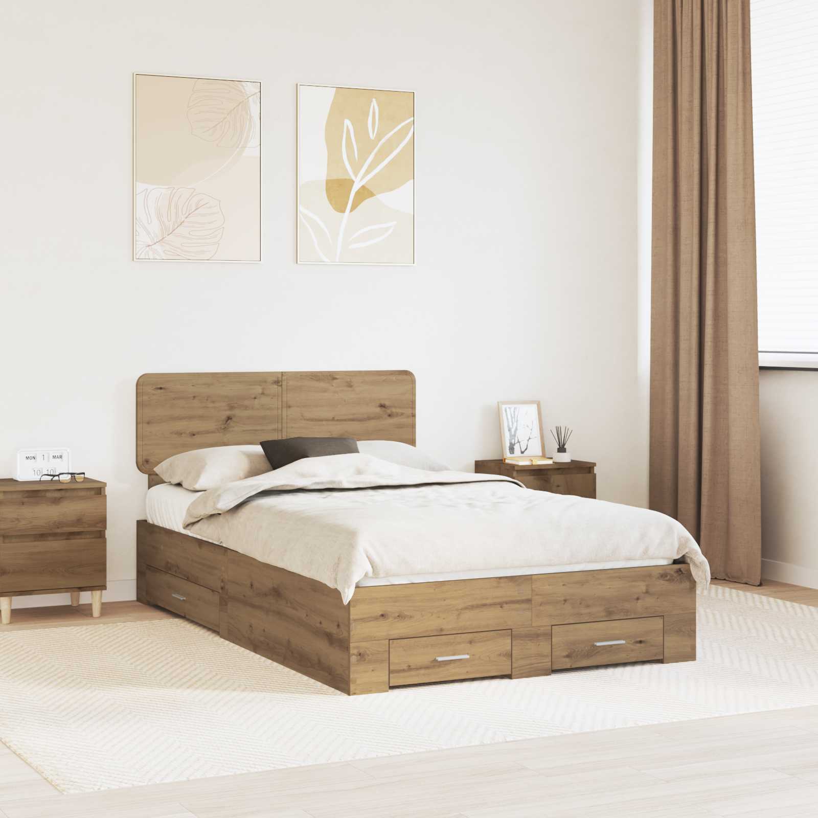 Σκελετός Κρεβατιού Artisan Oak 120 x 200 cm Επεξεργασμένο ξύλο - Pakobazaar