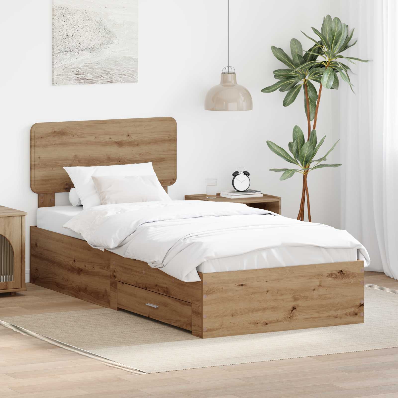 Σκελετός Κρεβατιού Artisan Oak 100 x 200 cm Επεξεργασμένο ξύλο