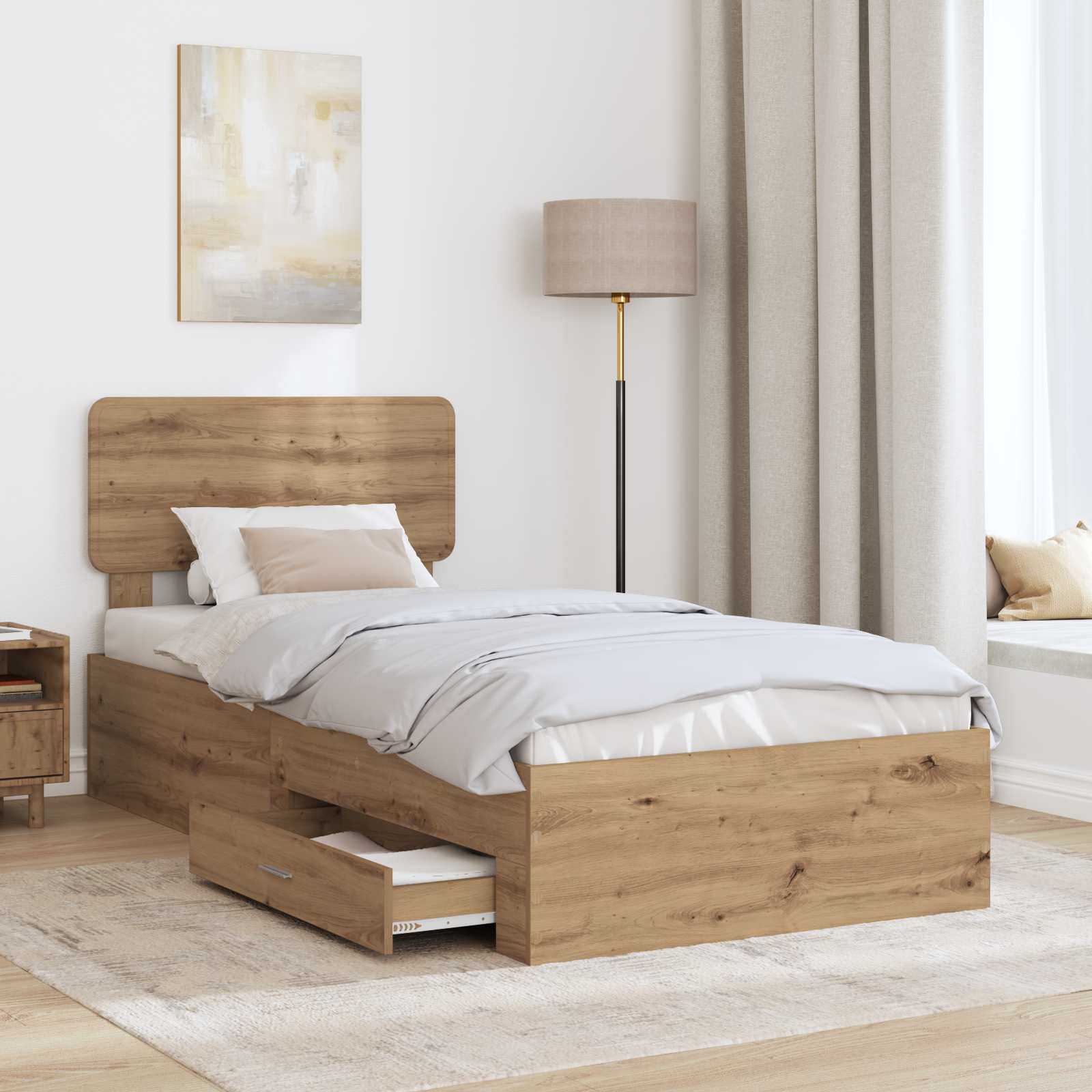 Σκελετός Κρεβατιού Artisan Oak 100 x 200 cm Επεξεργασμένο ξύλο