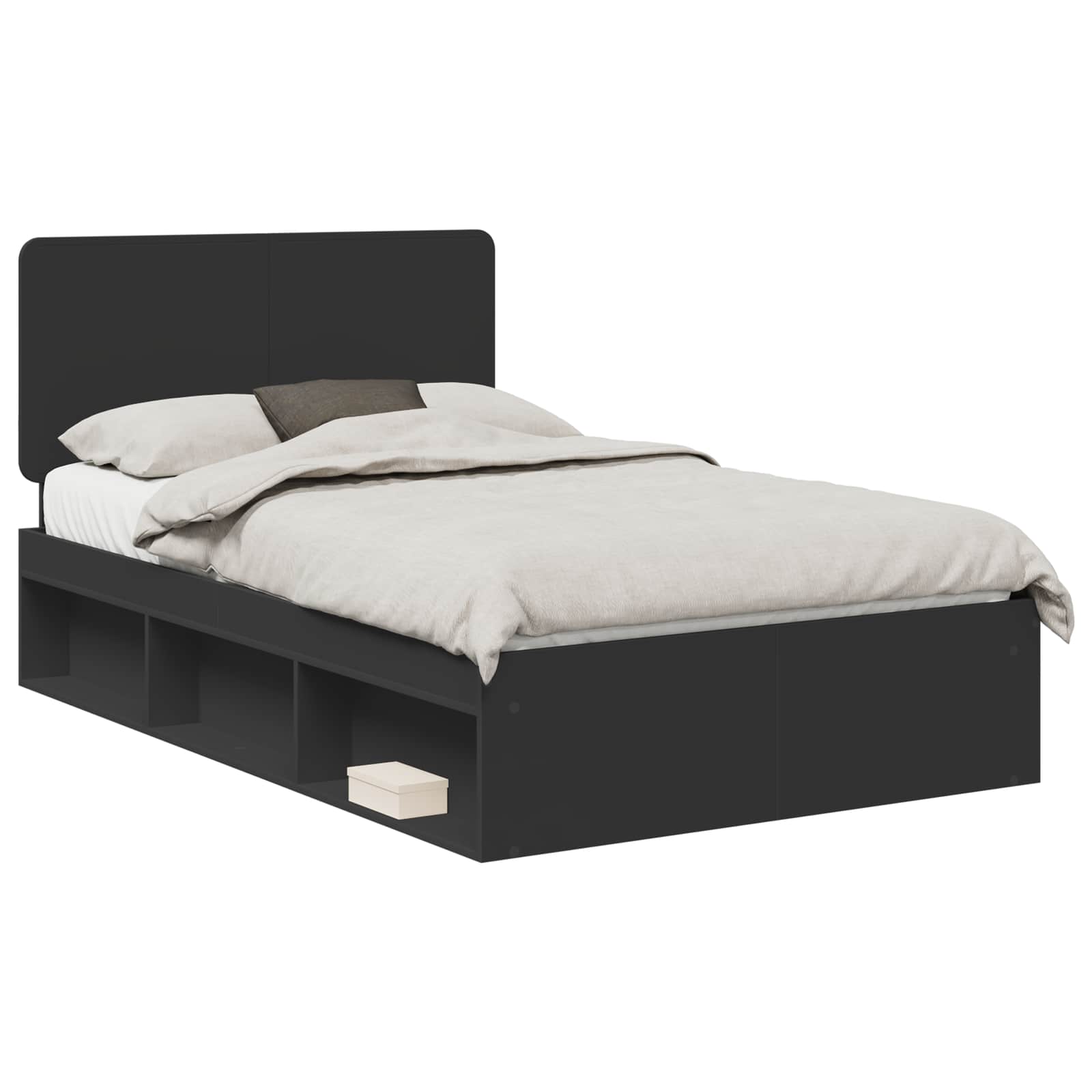 Σκελετός Κρεβατιού Μαύρο 135 x 190 cm Στερεά ξυλεία πεύκου