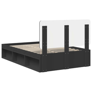 Σκελετός Κρεβατιού Μαύρο 135 x 190 cm Στερεά ξυλεία πεύκου