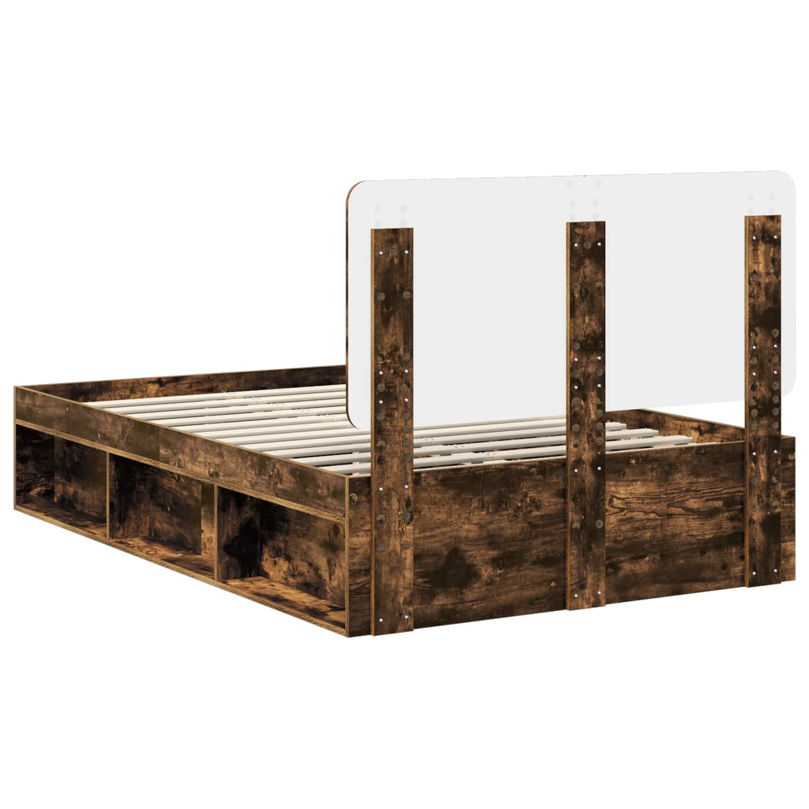 Σκελετός Κρεβατιού με κεφαλάρι Καπνιστό Δρύς 135 x 190 cm