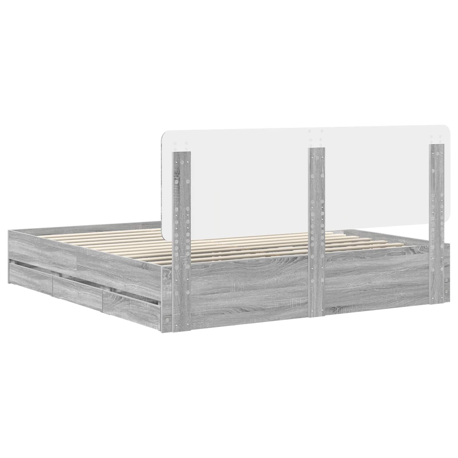 Σκελετός Κρεβατιού Γκρίζο Σονομα 200 x 200 cm Μηχανήματος Ξύλο
