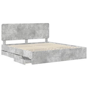 Σκελετός Κρεβατιού Σκυρόδεμα Γκρι 180 x 200 cm Μηχανήματος Ξύλο