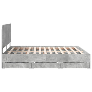 Σκελετός Κρεβατιού Σκυρόδεμα Γκρι 180 x 200 cm Μηχανήματος Ξύλο