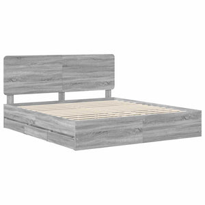 Σκελετός Κρεβατιού Γκρίζο Σονομα 180 x 200 cm Μηχανήματος Ξύλο