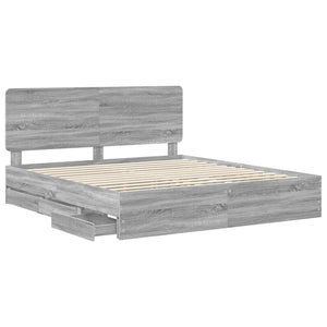 Σκελετός Κρεβατιού Γκρίζο Σονομα 180 x 200 cm Μηχανήματος Ξύλο