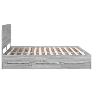 Σκελετός Κρεβατιού Γκρίζο Σονομα 180 x 200 cm Μηχανήματος Ξύλο