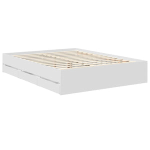 Σκελετός Κρεβατιού Λευκό 150 x 200 cm Μηχανήματος Ξύλο