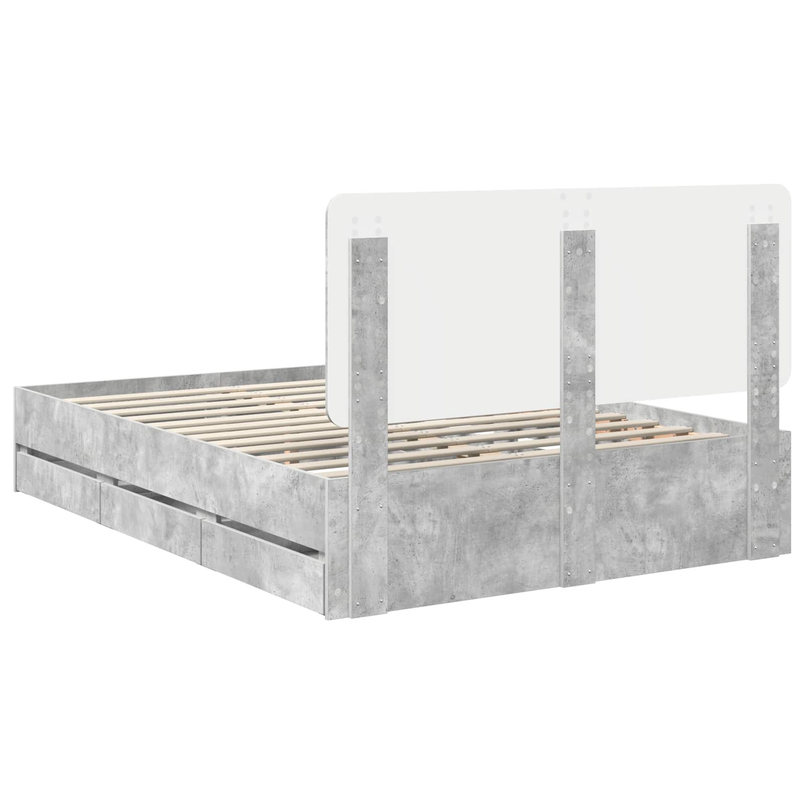 Σκελετός Κρεβατιού Σκυρόδεμα Γκρι 150 x 200 cm Μηχανήματος Ξύλο
