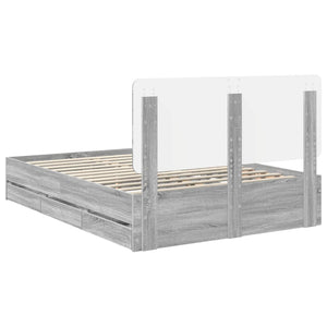 Σκελετός Κρεβατιού Γκρίζο Σονομα 140 x 200 cm Μηχανήματος Ξύλο