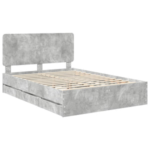 Σκελετός Κρεβατιού Σκυρόδεμα Γκρι 140 x 190 cm Μηχανήματος Ξύλο