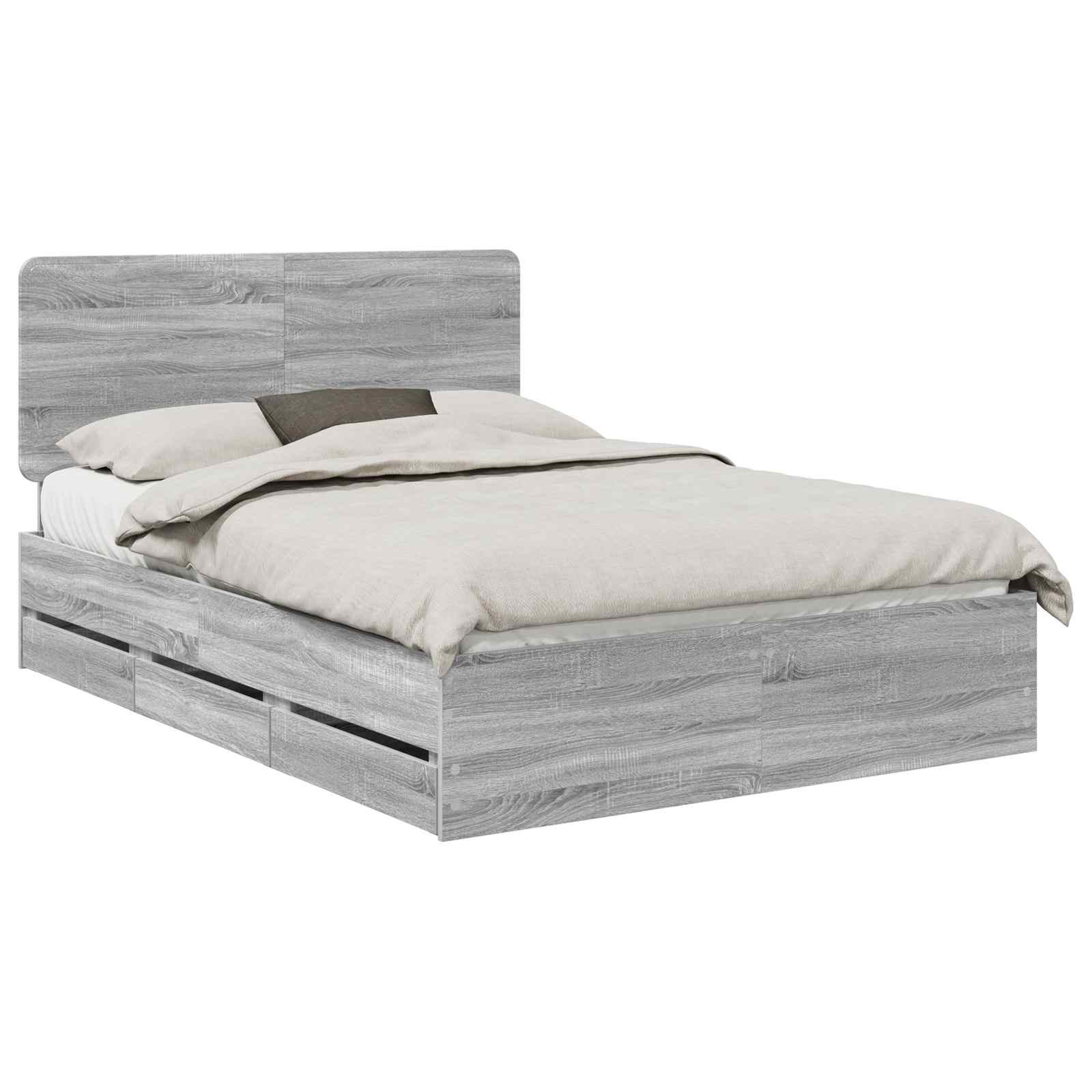 Σκελετός Κρεβατιού Γκρίζο Σονομα 140 x 190 cm Μηχανήματος Ξύλο