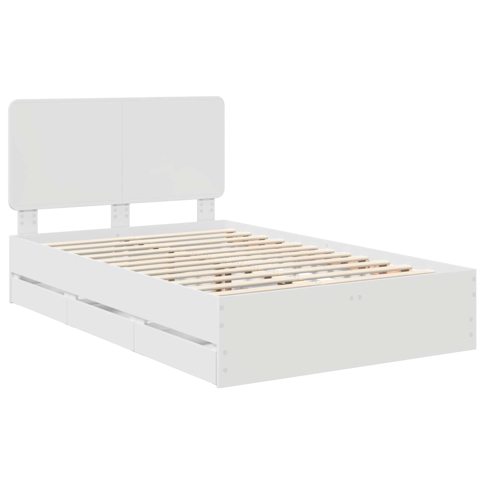 Σκελετός Κρεβατιού Λευκό 135 x 190 cm Μηχανήματος Ξύλο - Pakobazaar