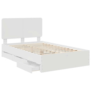 Σκελετός Κρεβατιού Λευκό 135 x 190 cm Μηχανήματος Ξύλο - Pakobazaar