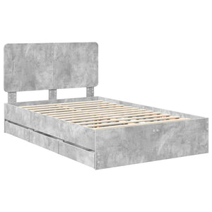 Σκελετός Κρεβατιού Σκυρόδεμα Γκρι 135 x 190 cm Μηχανήματος Ξύλο