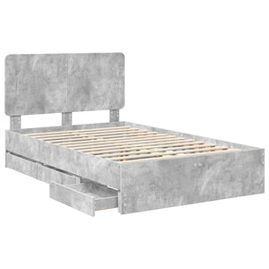 Σκελετός Κρεβατιού Σκυρόδεμα Γκρι 135 x 190 cm Μηχανήματος Ξύλο