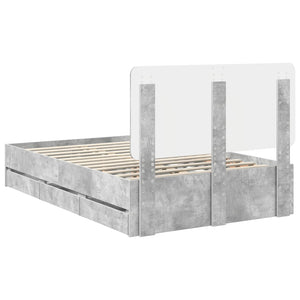 Σκελετός Κρεβατιού Σκυρόδεμα Γκρι 135 x 190 cm Μηχανήματος Ξύλο