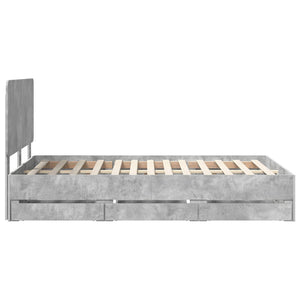 Σκελετός Κρεβατιού Σκυρόδεμα Γκρι 135 x 190 cm Μηχανήματος Ξύλο