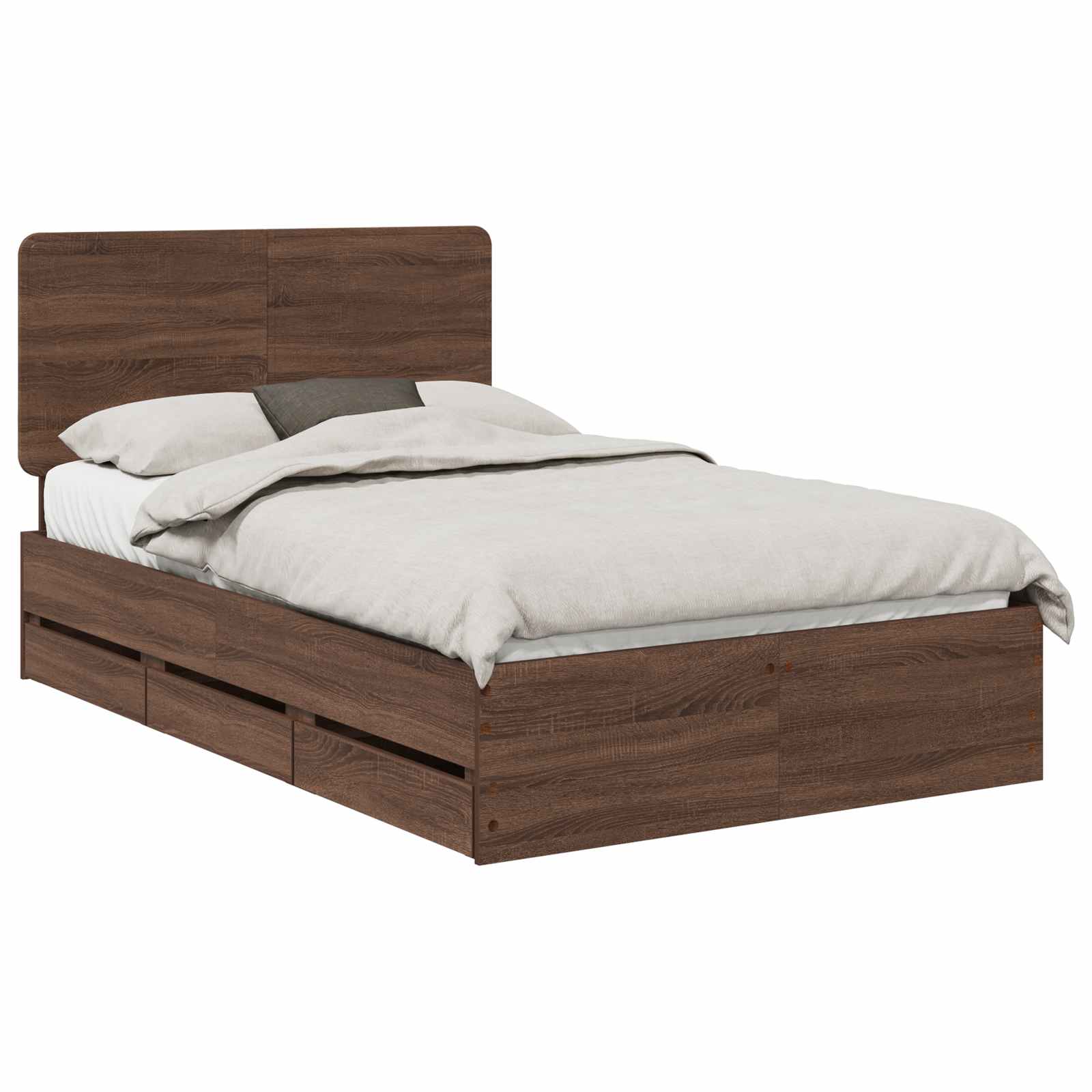 Σκελετός Κρεβατιού Καφέ δρυς 135 x 190 cm Μηχανήματος Ξύλο