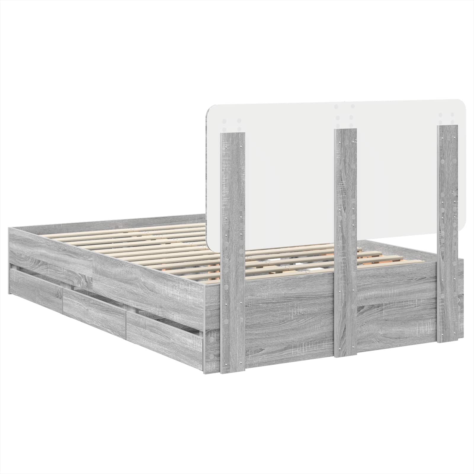 Σκελετός Κρεβατιού Γκρίζο Σονομα 120 x 190 cm Μηχανήματος Ξύλο