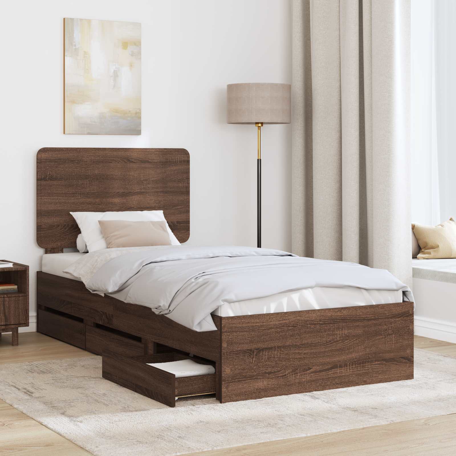 Σκελετός Κρεβατιού Καφέ δρυς 100 x 200 cm Μηχανήματος Ξύλο