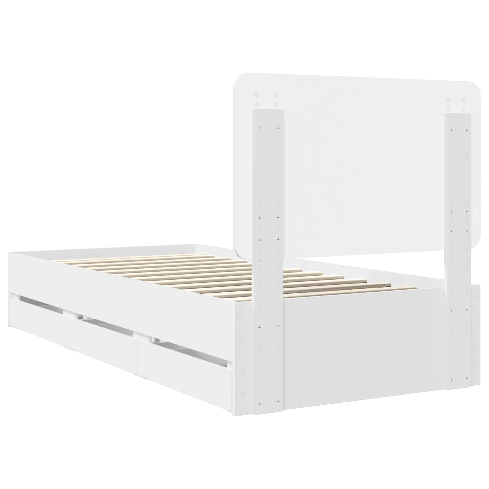 Σκελετός Κρεβατιού Λευκό 90 x 200 cm Μηχανήματος Ξύλο - Pakobazaar