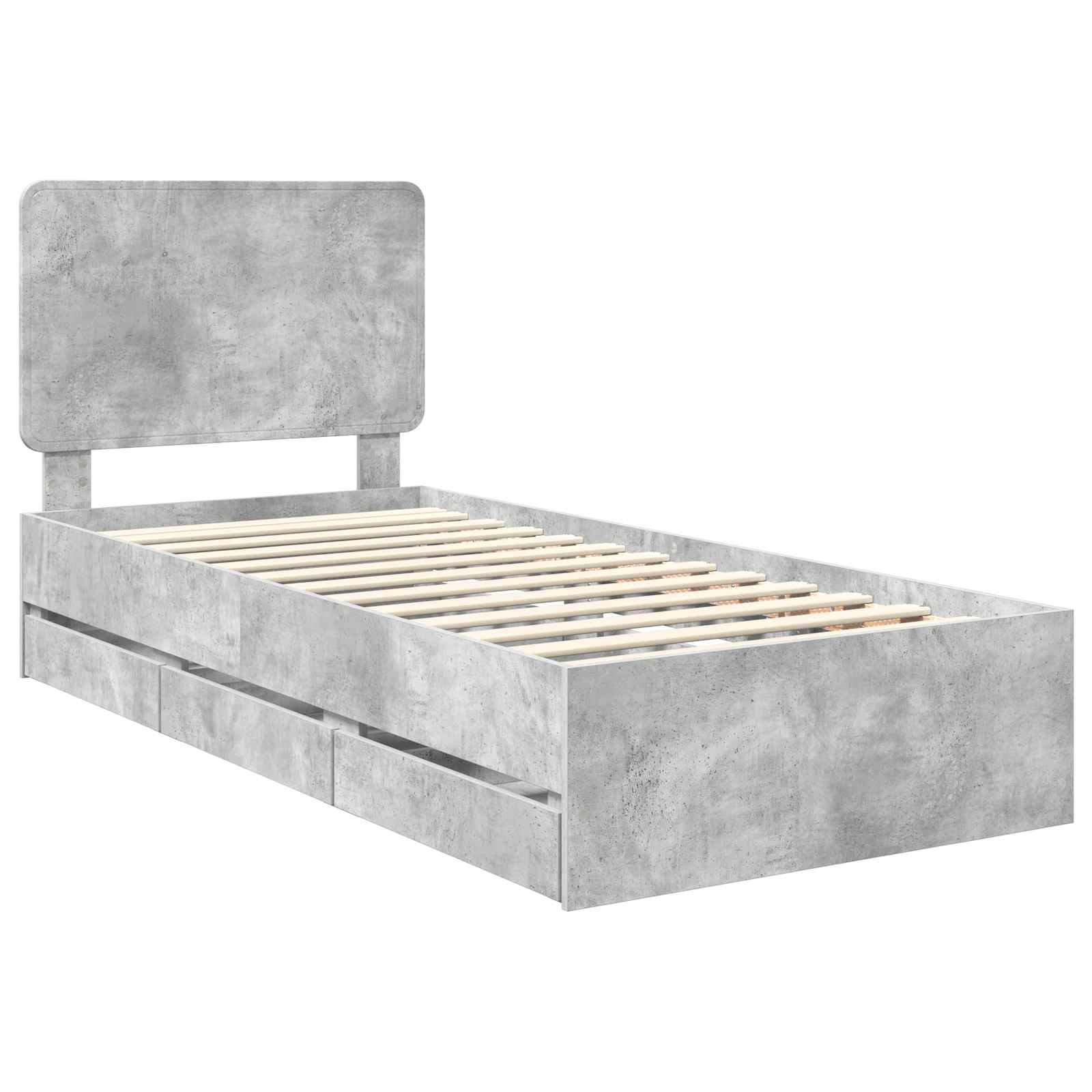 Σκελετός Κρεβατιού Σκυρόδεμα Γκρι 90 x 190 cm Μηχανήματος Ξύλο