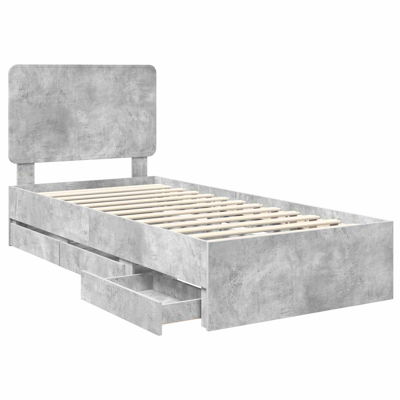 Σκελετός Κρεβατιού Σκυρόδεμα Γκρι 90 x 190 cm Μηχανήματος Ξύλο