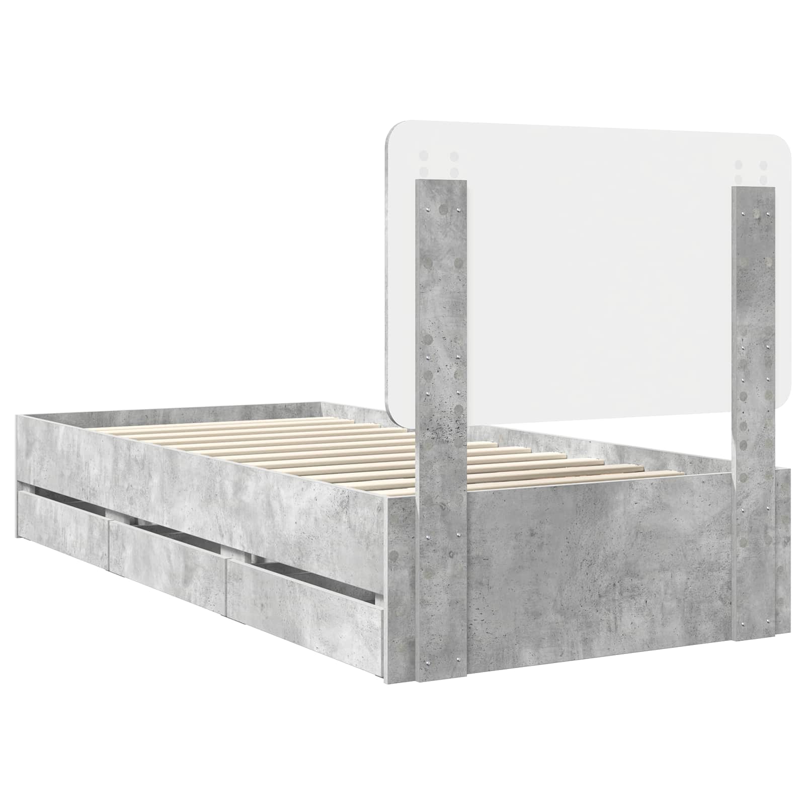 Σκελετός Κρεβατιού Σκυρόδεμα Γκρι 90 x 190 cm Μηχανήματος Ξύλο
