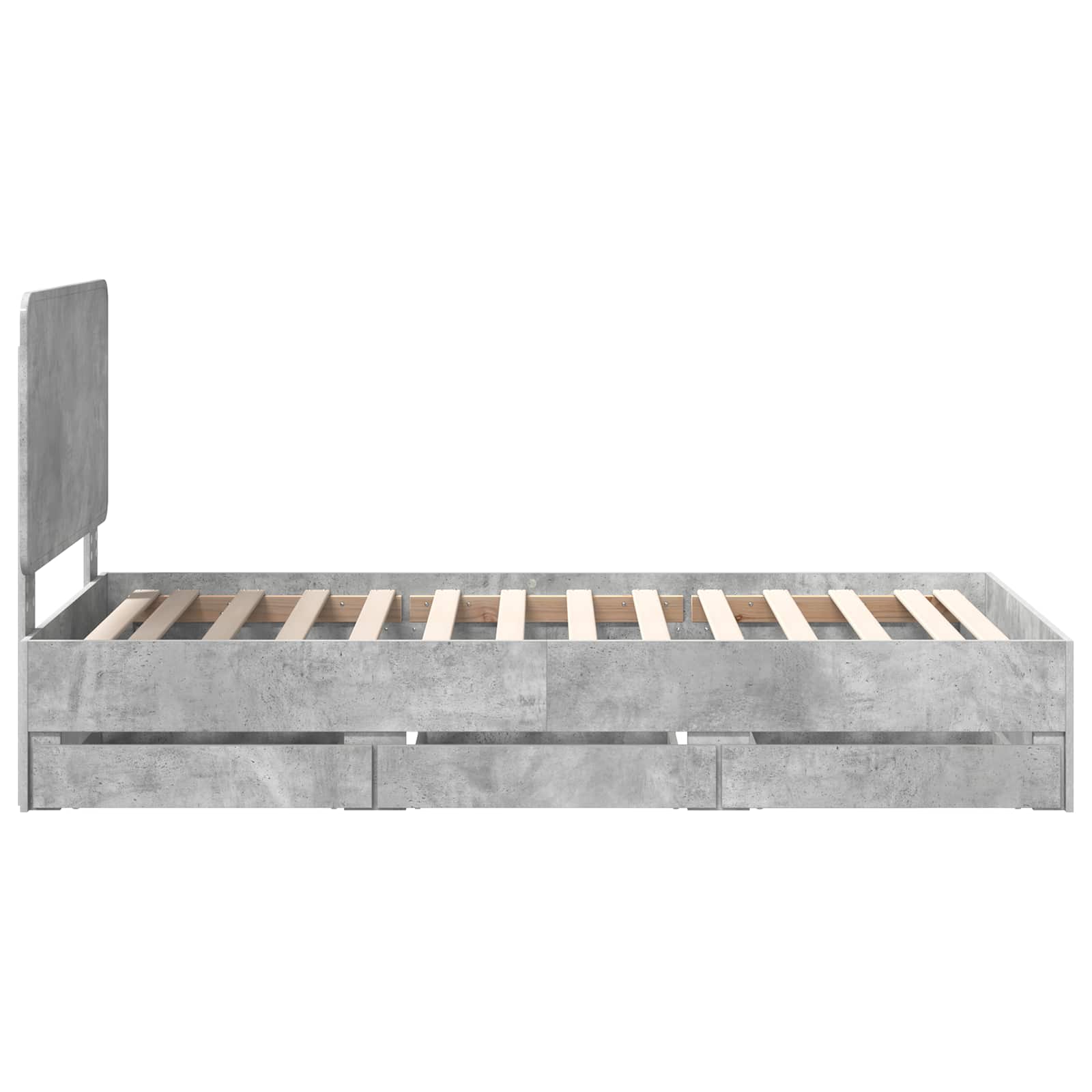 Σκελετός Κρεβατιού Σκυρόδεμα Γκρι 75 x 190 cm Μηχανήματος Ξύλο