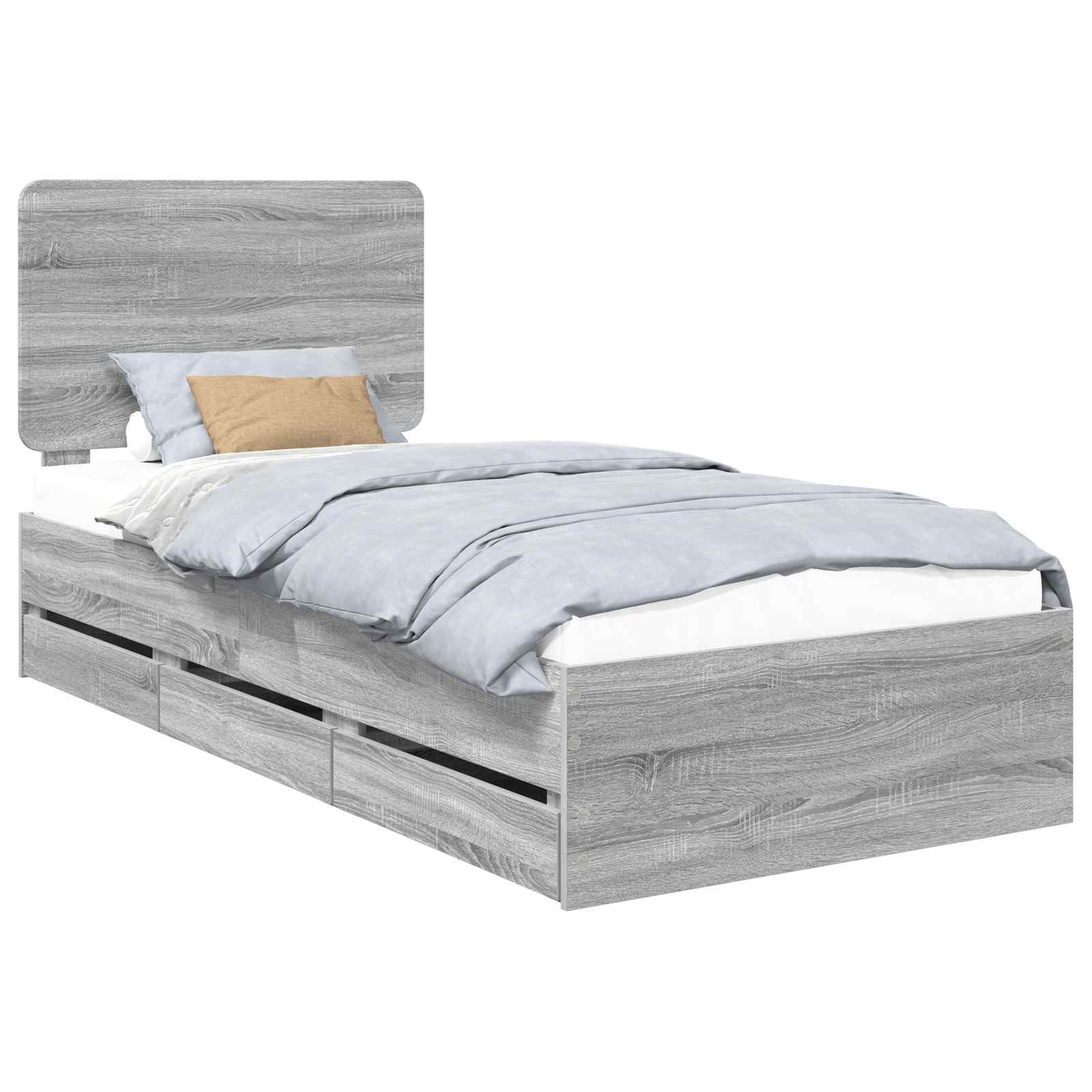 Σκελετός Κρεβατιού Γκρίζο Σονομα 75 x 190 cm Μηχανήματος Ξύλο