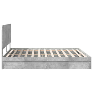 Κρεβάτι Αποθήκης Σκυρόδεμα Γκρι 200 x 200 cm Επεξεργασμένο Ξύλο