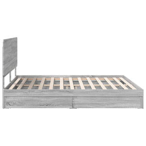 Κρεβάτι Αποθήκης Γκρίζο Σονομα 200 x 200 cm Επεξεργασμένο Ξύλο