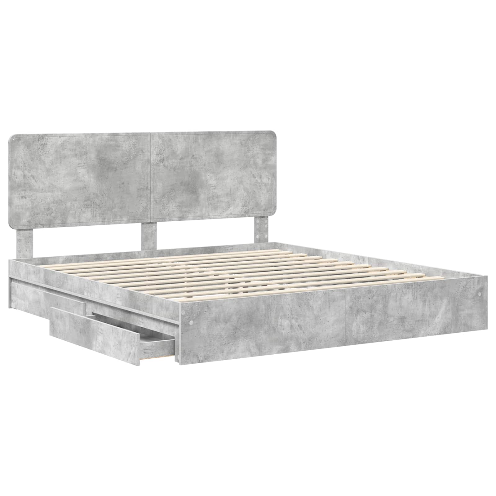 Κρεβάτι Αποθήκης Σκυρόδεμα Γκρι 180 x 200 cm Επεξεργασμένο ξύλο - Pakobazaar
