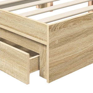 Κρεβάτι Αποθήκης Δρύς Sonoma 160 x 200 cm Επεξεργασμένο Ξύλο