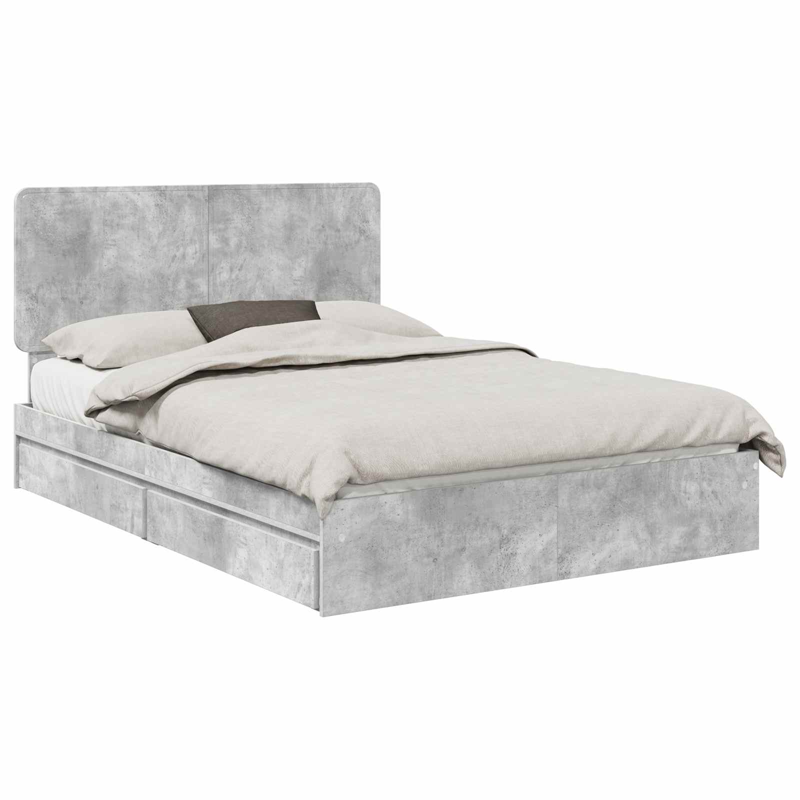 Κρεβάτι Αποθήκης Σκυρόδεμα Γκρι 150 x 200 cm Επεξεργασμένο ξύλο