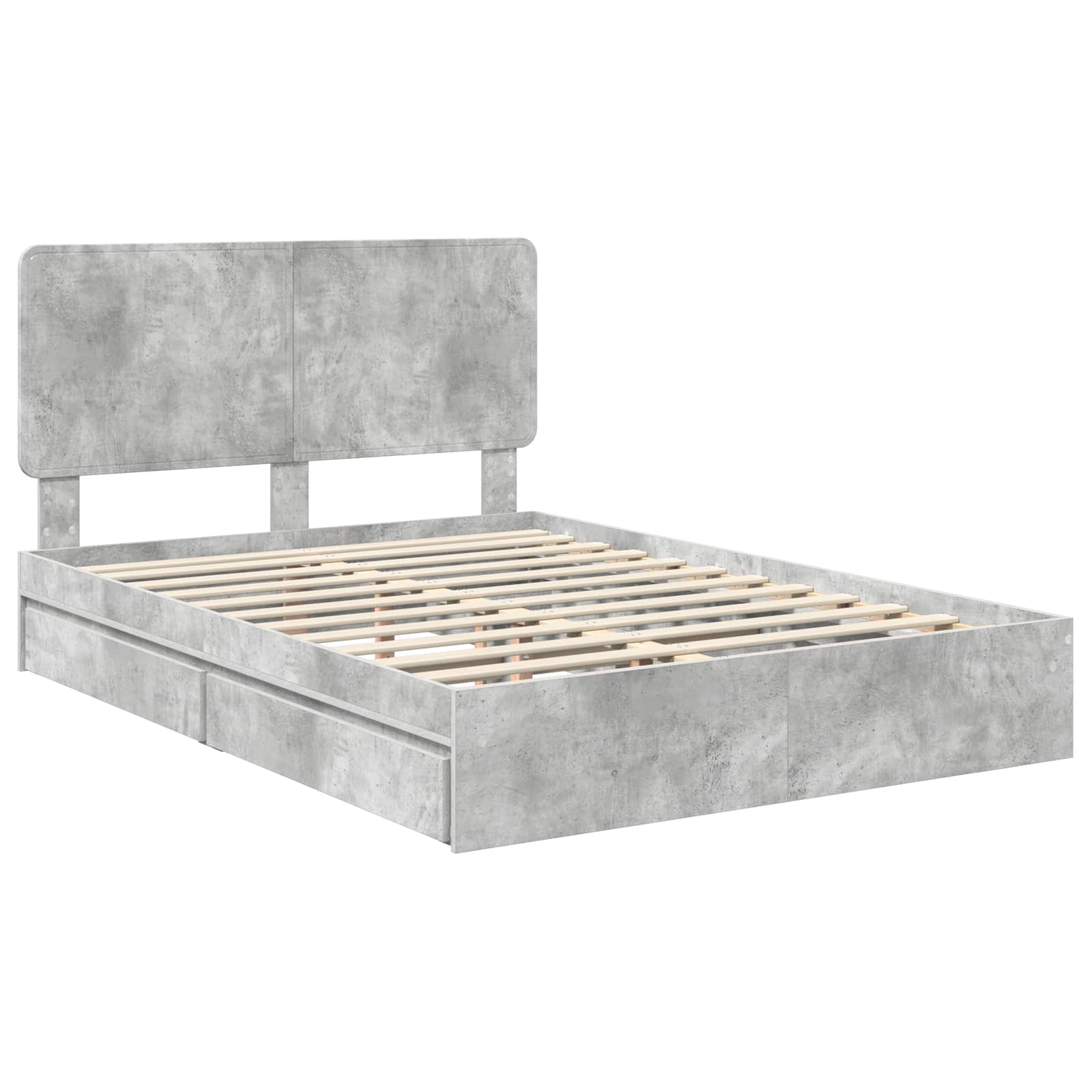 Κρεβάτι Αποθήκης Σκυρόδεμα Γκρι 150 x 200 cm Επεξεργασμένο ξύλο