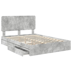 Κρεβάτι Αποθήκης Σκυρόδεμα Γκρι 150 x 200 cm Επεξεργασμένο Ξύλο