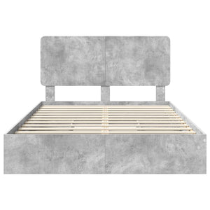 Κρεβάτι Αποθήκης Σκυρόδεμα Γκρι 150 x 200 cm Επεξεργασμένο Ξύλο
