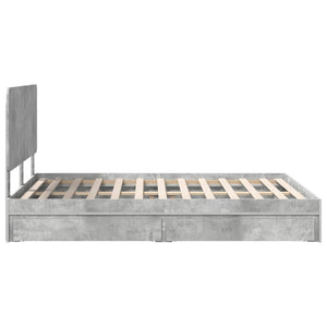Κρεβάτι Αποθήκης Σκυρόδεμα Γκρι 150 x 200 cm Επεξεργασμένο Ξύλο