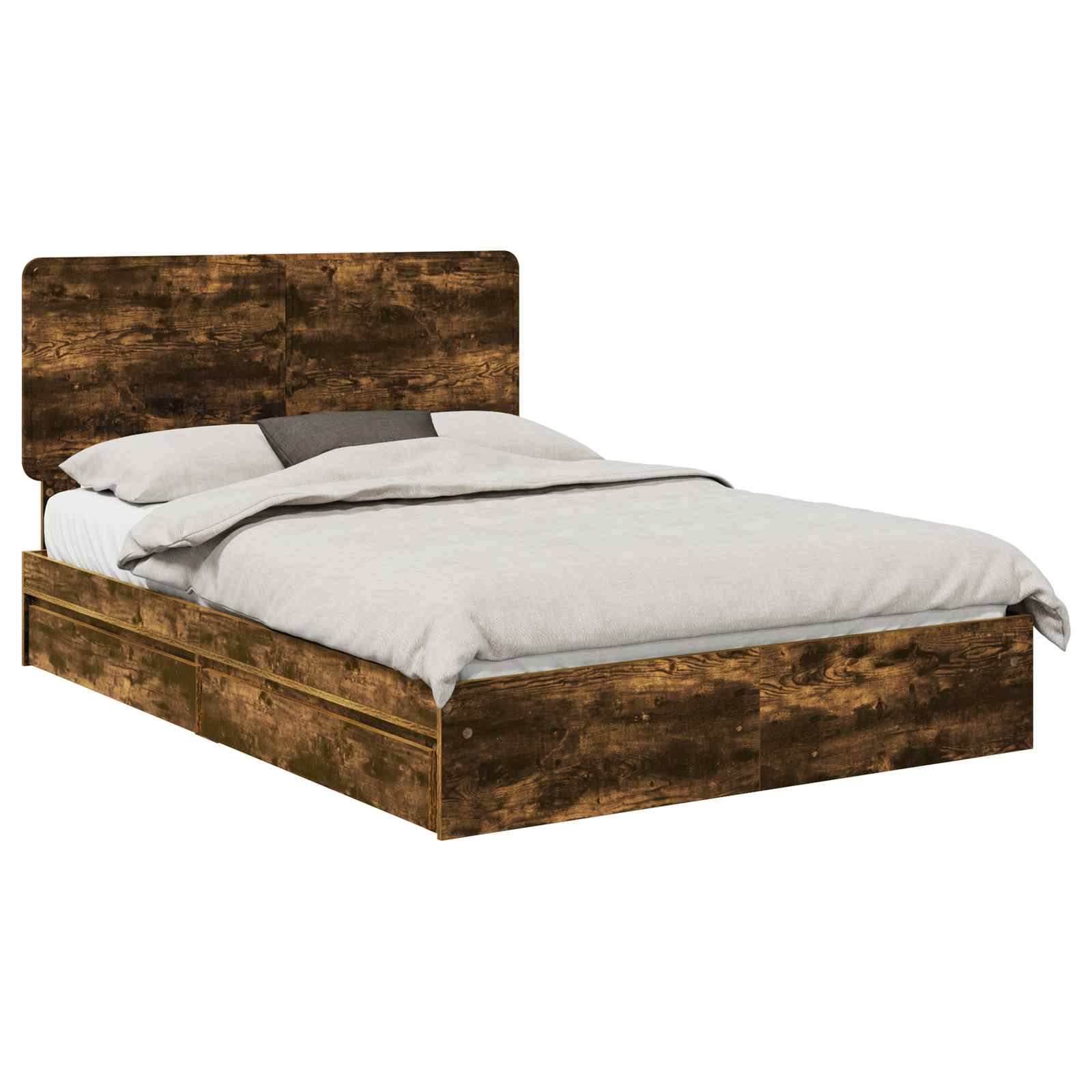 Κρεβάτι Αποθήκης Καπνιστό Δρύς 140 x 190 cm Επεξεργασμένο Ξύλο