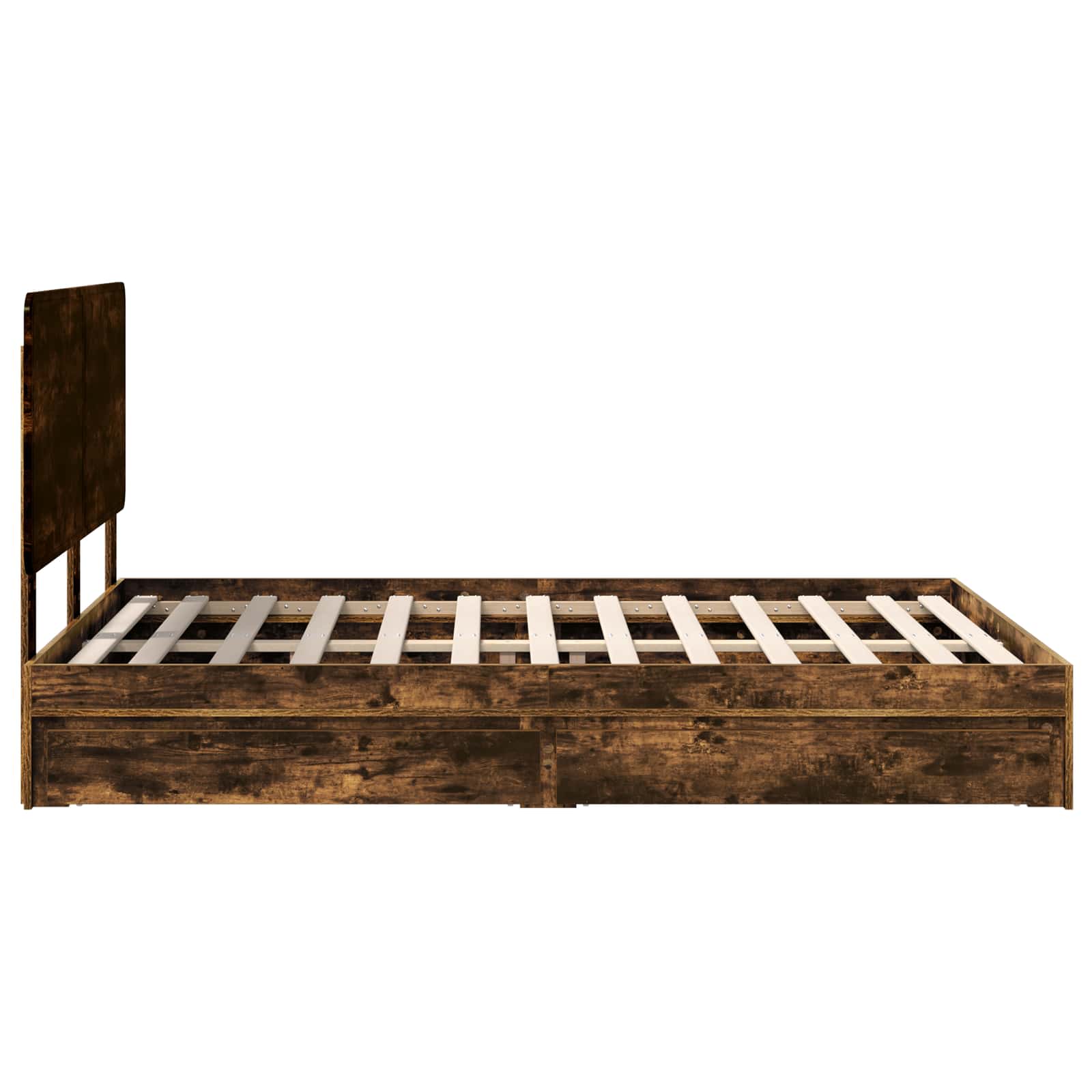 Κρεβάτι Αποθήκης Καπνιστό Δρύς 140 x 190 cm Επεξεργασμένο Ξύλο