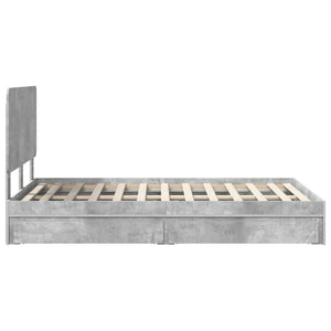 Κρεβάτι Αποθήκης Σκυρόδεμα Γκρι 135 x 190 cm Επεξεργασμένο Ξύλο