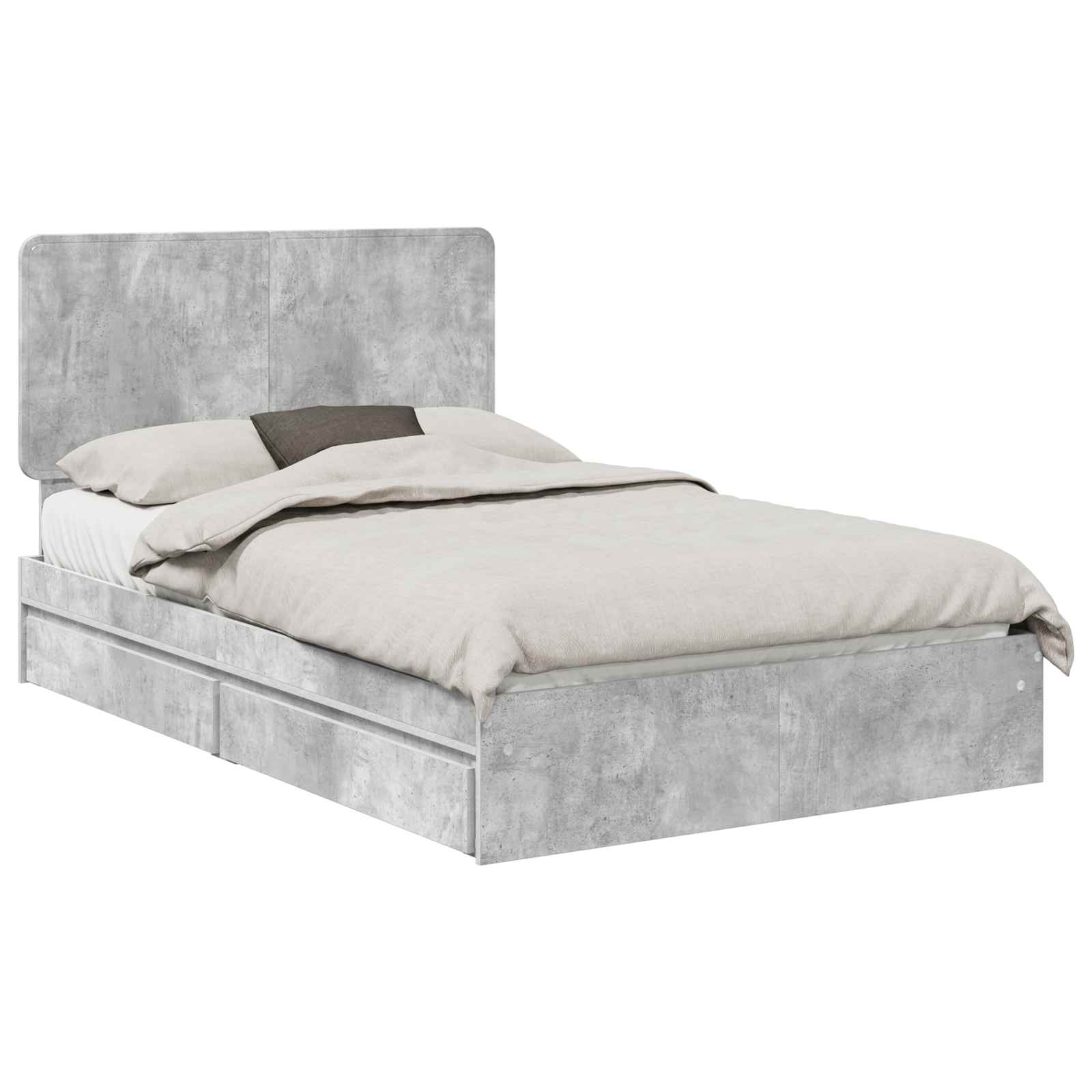 Κρεβάτι Αποθήκης Σκυρόδεμα Γκρι 120 x 190 cm Επεξεργασμένο Ξύλο - Pakobazaar