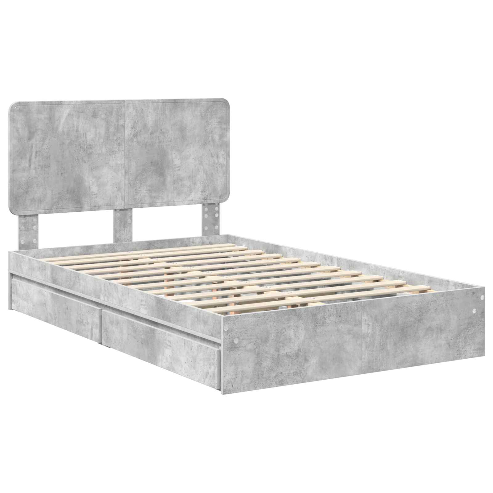 Κρεβάτι Αποθήκης Σκυρόδεμα Γκρι 120 x 190 cm Επεξεργασμένο Ξύλο - Pakobazaar
