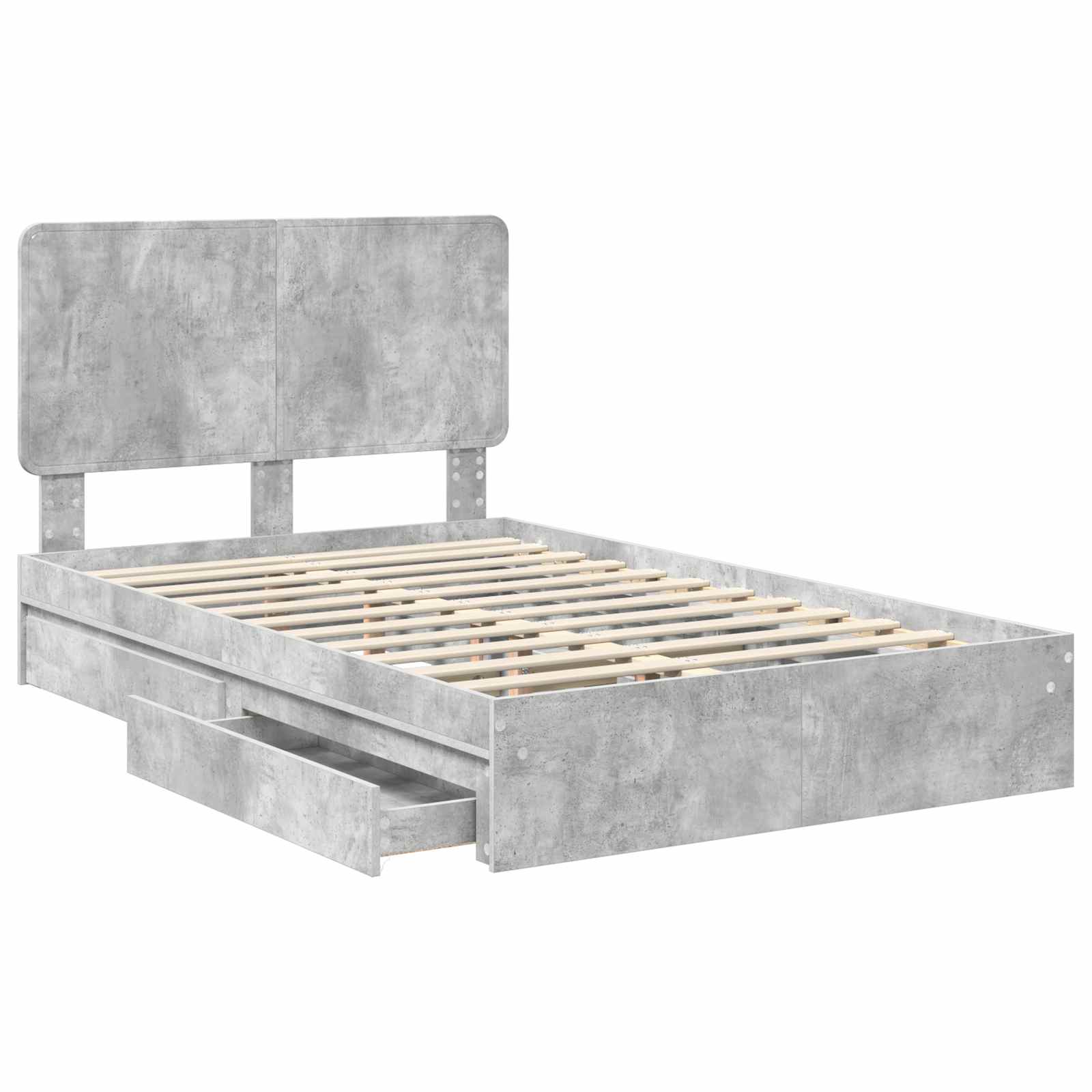Κρεβάτι Αποθήκης Σκυρόδεμα Γκρι 120 x 190 cm Επεξεργασμένο Ξύλο - Pakobazaar