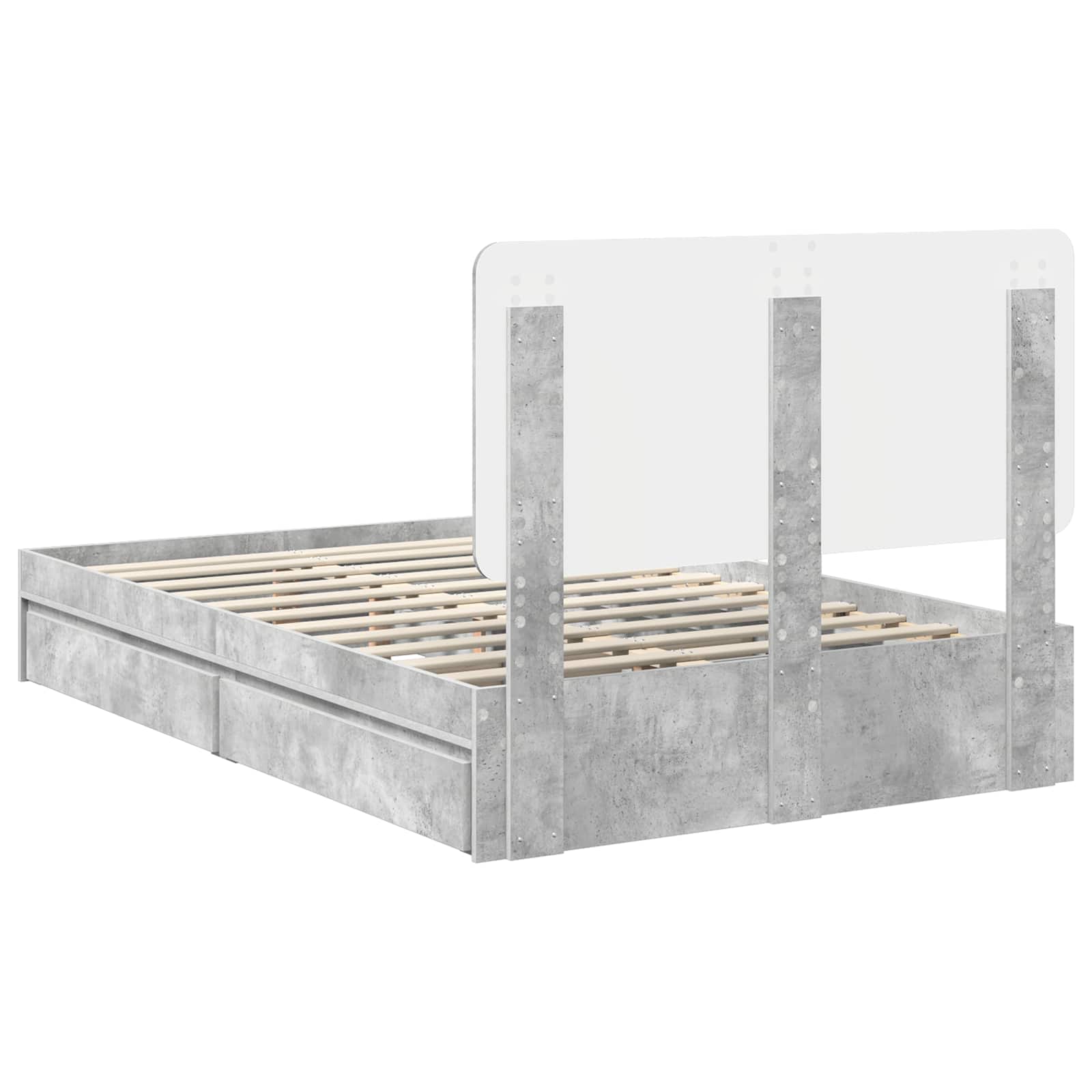 Κρεβάτι Αποθήκης Σκυρόδεμα Γκρι 120 x 190 cm Επεξεργασμένο Ξύλο - Pakobazaar